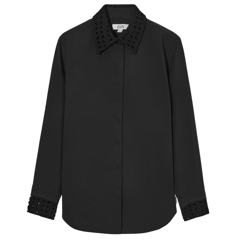 Cos Regular-fit Black Macrame Shirt Size 2